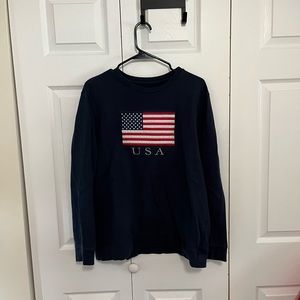 USA Pacsun Blue Crewneck Sweatshirt Logo Embroidered Flag Size Large Unisex